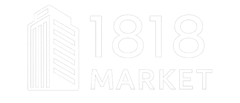 1818 Market logo in white. 